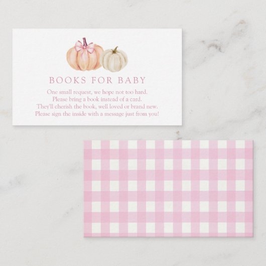 Pink Pumpkin Gingham Bücher für die Babyverpackung Begleitkarte (Vorne/Hinten)