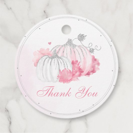 Pink Pumpkin Girl Baby Dusche Danke Geschenkanhänger (Rückseite)