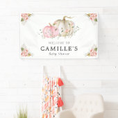 Pink Pumpkin Girl Baby Dusche Party Banner (Insitu)