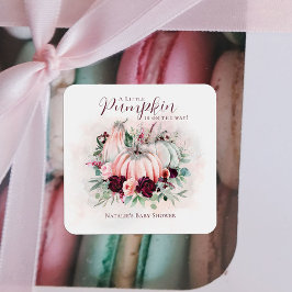 Pink Pumpkin Girl Baby Shower Quadratischer Aufkleber