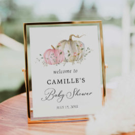 Pink Pumpkin Girl Babydusche Begrüßungszeichen Poster