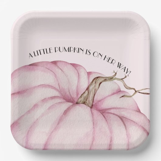Pink Pumpkin Girl Babydusche Pappteller (Vorderseite)