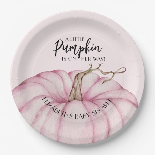 Pink Pumpkin Girl Babydusche Pappteller (Vorderseite)
