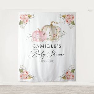 Pink Pumpkin Girl Babydusche Party Hintergrund Wandteppich