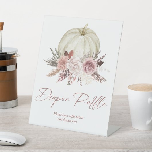 Pink Pumpkin Girl Babydusche Windeln Raffle Schild (In SItu)