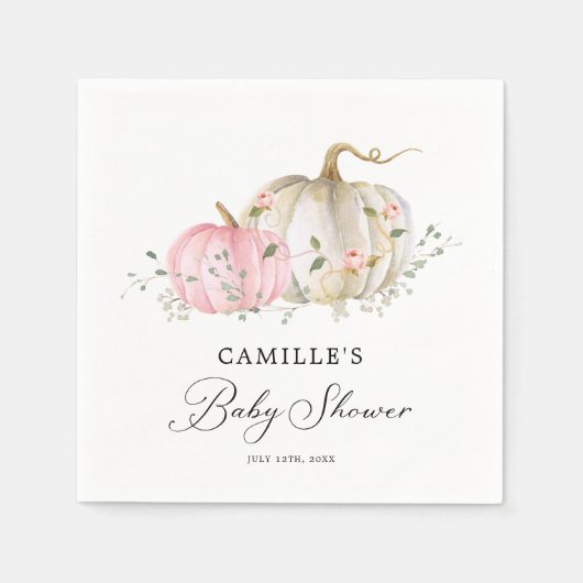 Pink Pumpkin Girl Babyduschpapier Serviette (Vorderseite)