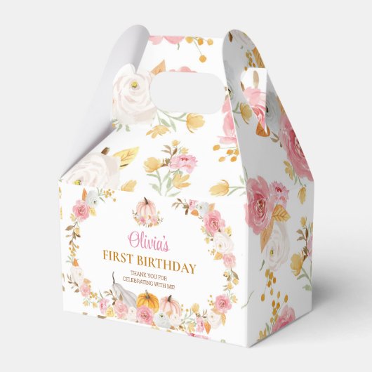 Pink Pumpkin Girl First Birthday Gevor Box Geschenkschachtel (Vorderseite)