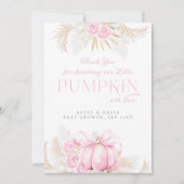 Pink Pumpkin Girl Floral Bow Baby Dusche Dankeskarte (Vorderseite)