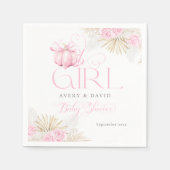 Pink Pumpkin Girl Floral Bow Baby Dusche Willkomme Serviette (Vorderseite)