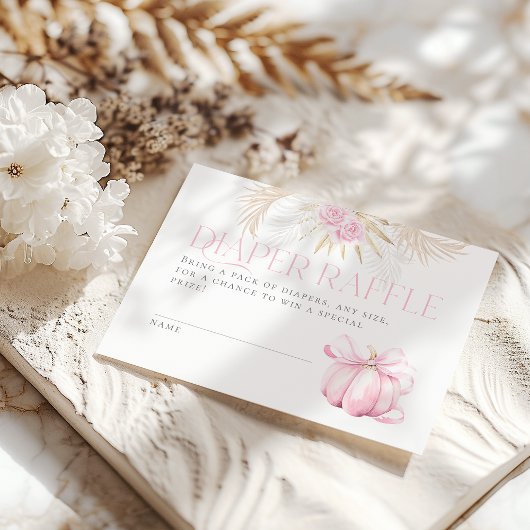 Pink Pumpkin Girl Floral Bow Babydusche Windeln Begleitkarte