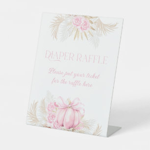 Pink Pumpkin Girl Floral Bow Babydusche Windeln Sockelschild