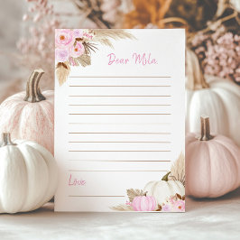 Pink Pumpkin Girl Time Capsule Note Card Dankeskarte