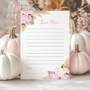 Pink Pumpkin Girl Time Capsule Note Card Dankeskarte