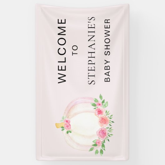 Pink Pumpkin Girls Fall Baby Dusche Willkommen Banner (Vertikal)