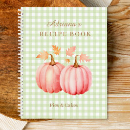 Pink Pumpkin Green Gingham Bäckerei Rezept Notizblock