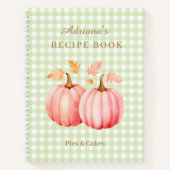 Pink Pumpkin Green Gingham Bäckerei Rezept Notizblock (Vorderseite)