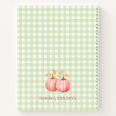 Pink Pumpkin Green Gingham Bäckerei Rezept Notizblock (Rückseite)