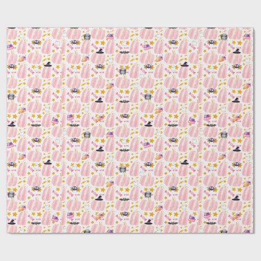 Pink Pumpkin Halloween Geschenkpapier (Flach)