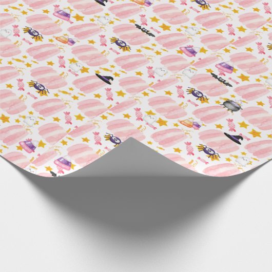 Pink Pumpkin Halloween Geschenkpapier (Ecke)