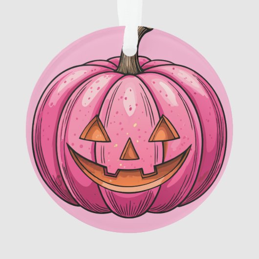 Pink Pumpkin Halloween Ornament (Rückseite)