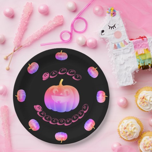 Pink Pumpkin Halloween Pappteller (Party)
