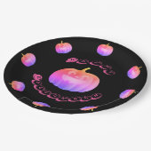 Pink Pumpkin Halloween Pappteller (Schrägansicht)