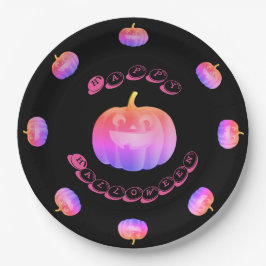 Pink Pumpkin Halloween Pappteller