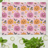 Pink Pumpkin Halloween Pattern Küchentuch (Gefaltet)