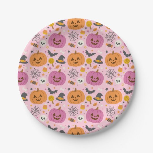Pink Pumpkin Halloween Pattern Paper Teller (Vorderseite)