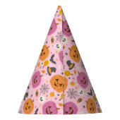 Pink Pumpkin Halloween Pattern Party Hat Partyhütchen (Rückseite)