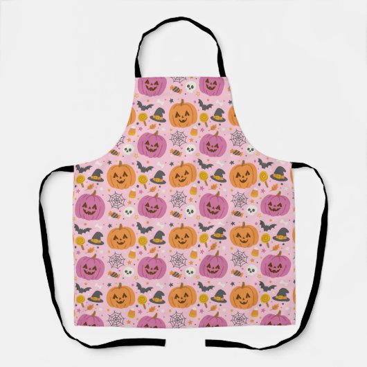 Pink Pumpkin Halloween Pattern Schürze (Vorderseite)