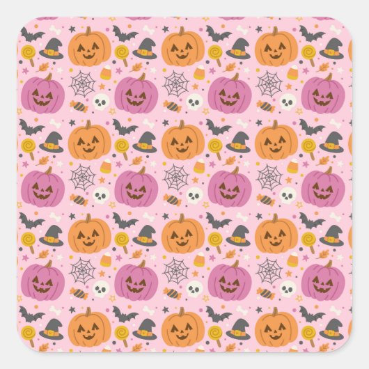Pink Pumpkin Halloween Pattern Sticker (Vorderseite)