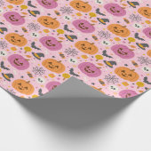 Pink Pumpkin Halloween Pattern Wrapping Paper Roll Geschenkpapier (Ecke)