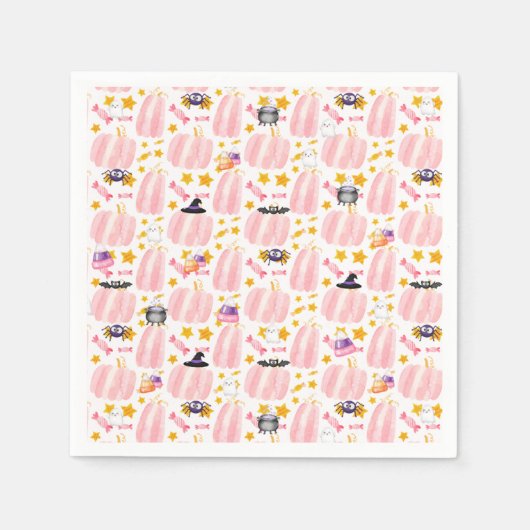 Pink Pumpkin Halloween Serviette (Vorderseite)