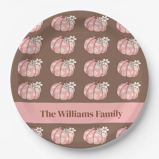 Pink Pumpkin Harvest Erntedank Dinner Pappteller (Vorderseite)