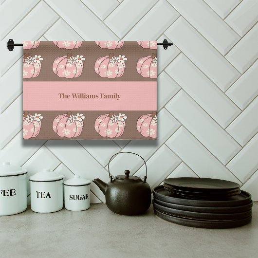 Pink Pumpkin Harvest Erntedank Geschenke Geschirrtuch
