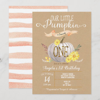 Pink Pumpkin Herbst Erster Geburtstag Einladung