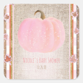 Pink Pumpkin Herbst Rustikale Babydusche Quadratischer Aufkleber