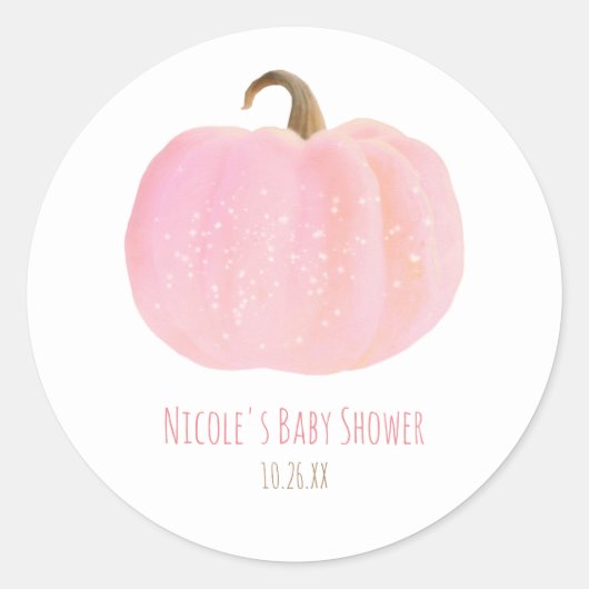 Pink Pumpkin Herbst Rustikale Babydusche Runder Aufkleber (Vorderseite)