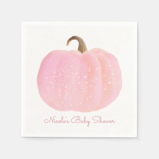 Pink Pumpkin Herbst Rustikale Babydusche Serviette (Vorderseite)