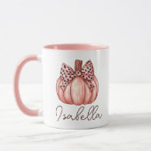 Pink Pumpkin Individuelle Name Herbst Kaffee Tasse (Links)