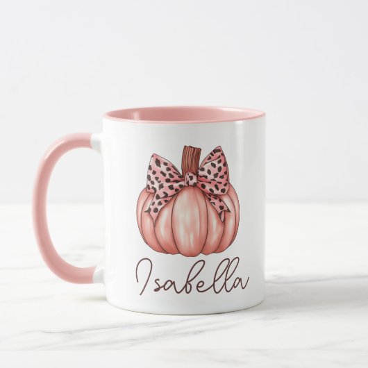 Pink Pumpkin Individuelle Name Herbst Kaffee Tasse (Links)