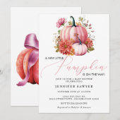 Pink Pumpkin | Kinderdusche im Herbst Einladung (Vorne/Hinten)