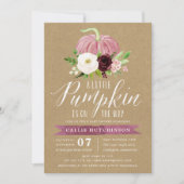 Pink Pumpkin Kraft Kinderdusche Einladung (Vorderseite)