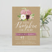Pink Pumpkin Kraft Kinderdusche Einladung (Stehend Vorderseite)