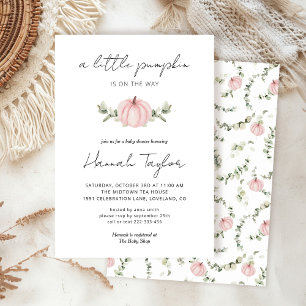 Pink Pumpkin Little Pumpkin on Way Baby Shower Einladung