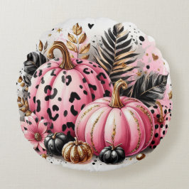 Pink Pumpkin Maximalist Rundes Kissen