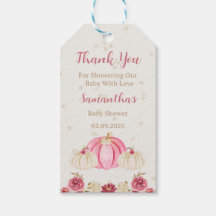Pink Pumpkin mit Burgundy Floral Gefälligkeitstags