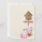 Pink Pumpkin Patch Birdhouse Girl Baby Dusche Einladung (Rückseite)