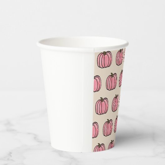 Pink Pumpkin Pattern Pappbecher (Rechts)